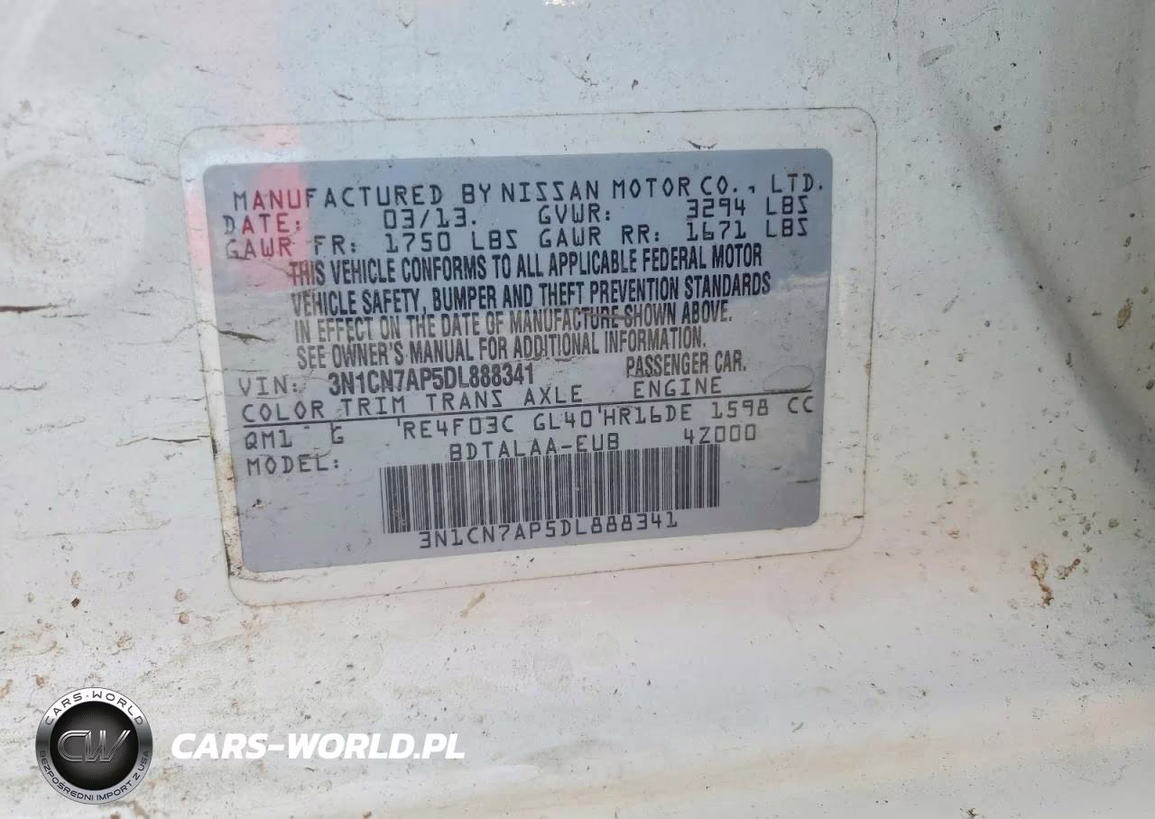 2013 Nissan Versa 1.6 S VIN:3N1CN7AP5DL888341 - 13