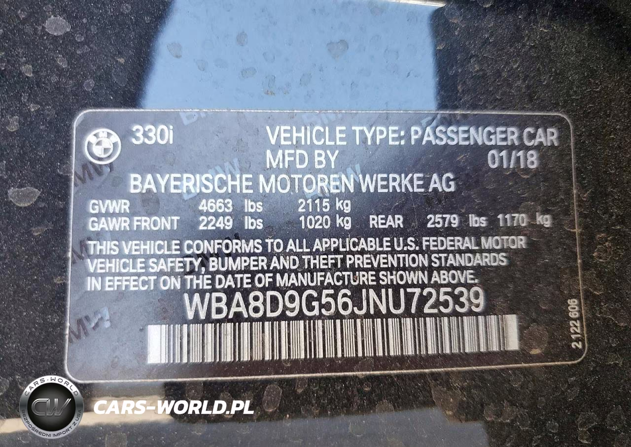 2018 BMW 330 Xi VIN:WBA8D9G56JNU72539 - 12