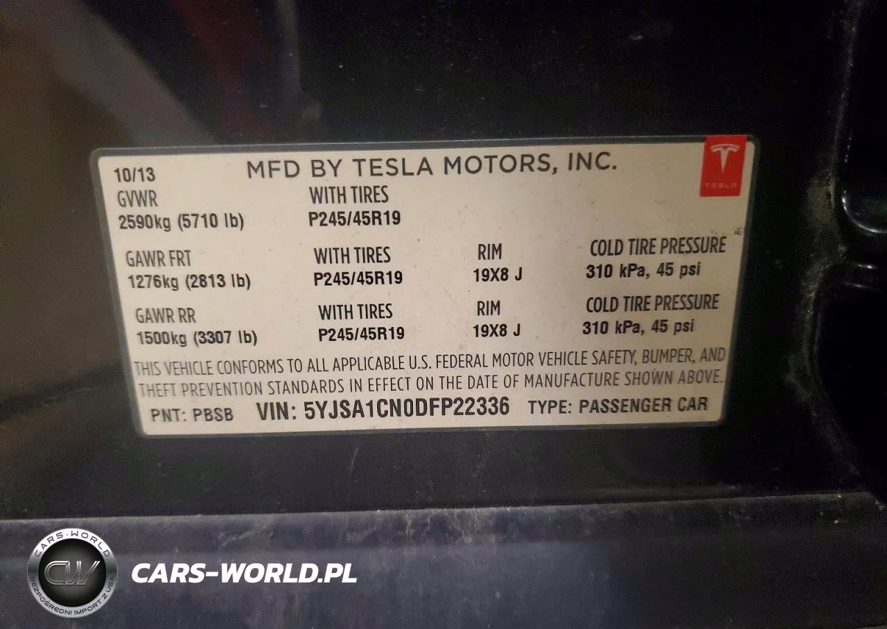 2013 Tesla Model S VIN:5YJSA1CN0DFP22336 - 12