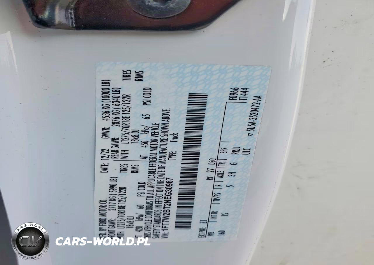 2022 Ford F250 Super Duty VIN:1FT7W2BT2NEG30967 - 13