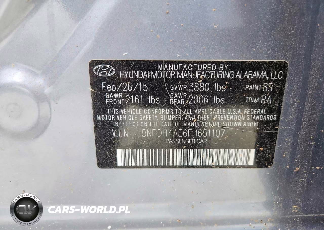 2015 Hyundai Elantra Se VIN:5NPDH4AE6FH651107 - 12
