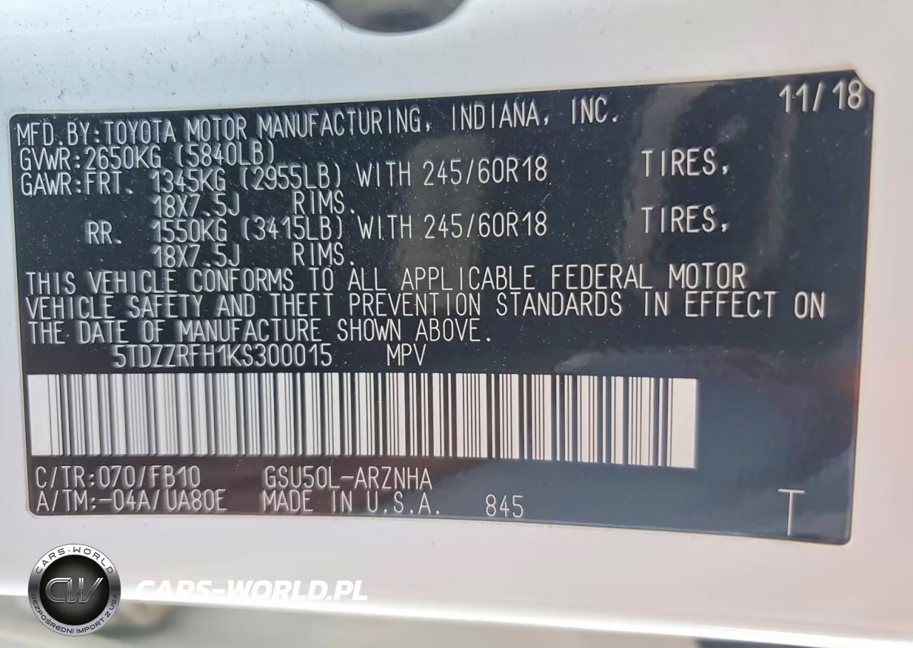 2019 Toyota Highlander Le VIN:5TDZZRFH1KS300015 - 13
