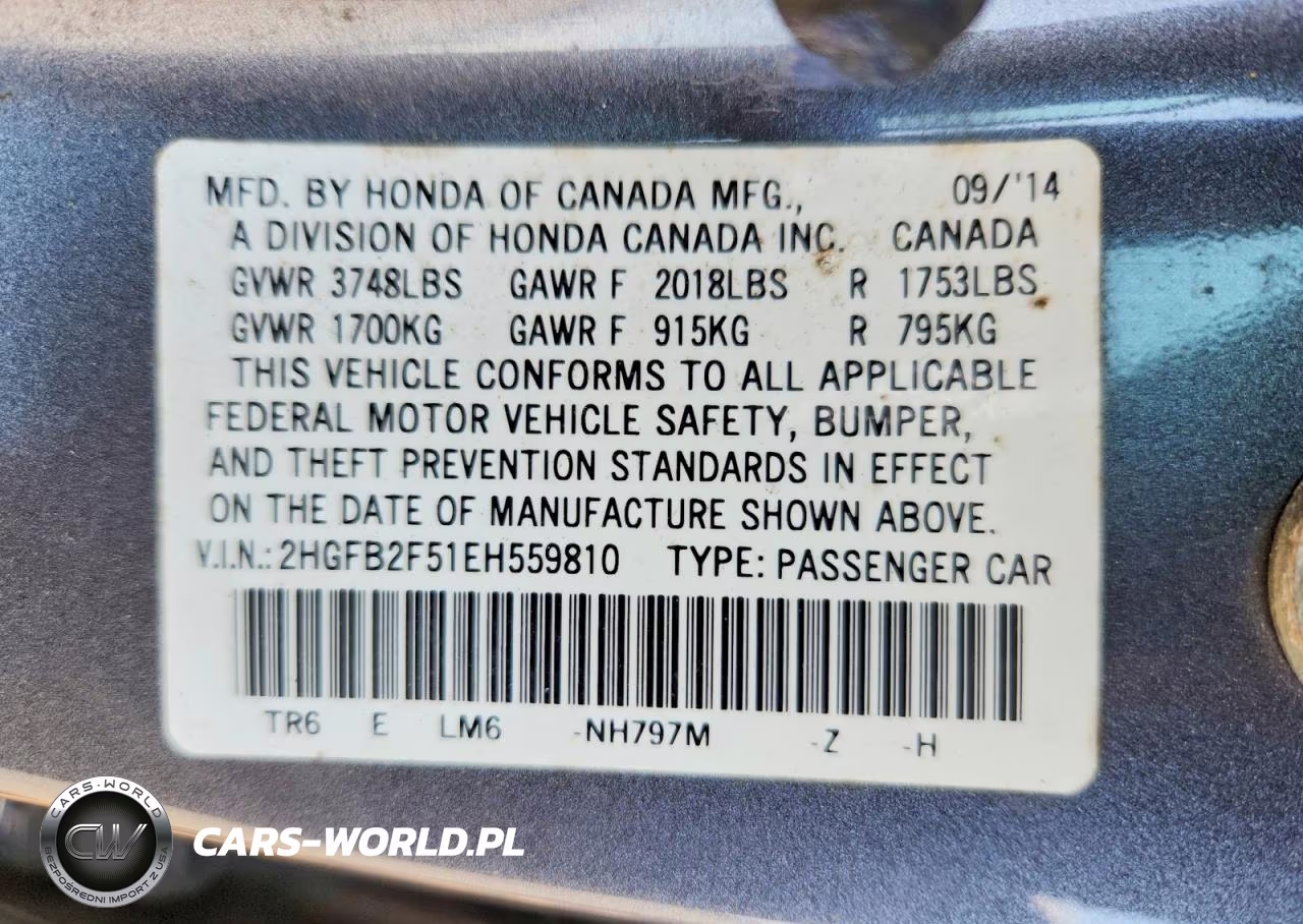 2014 Honda Civic Lx VIN:2HGFB2F51EH559810 - 12