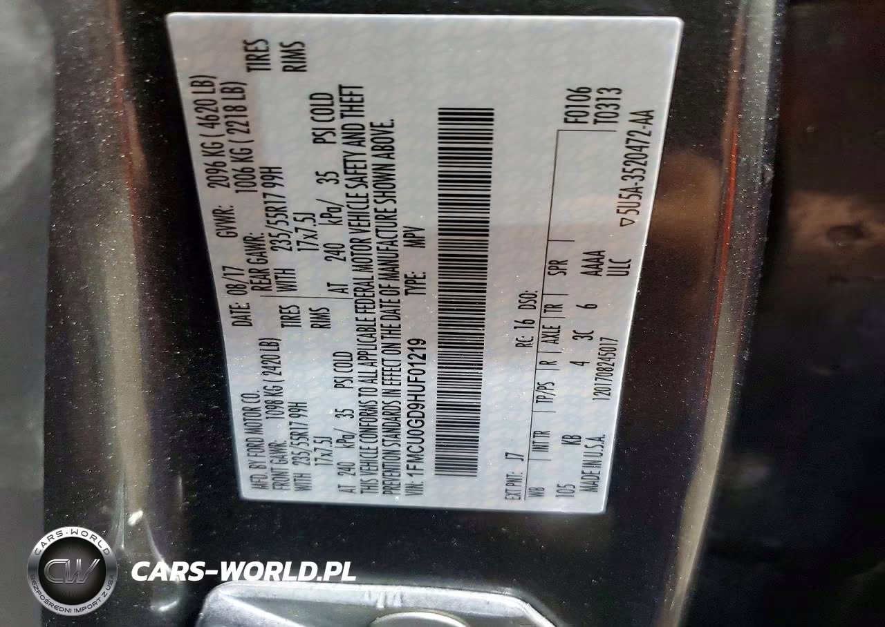 2017 Ford Escape Se VIN:1FMCU0GD9HUF01219 - 13