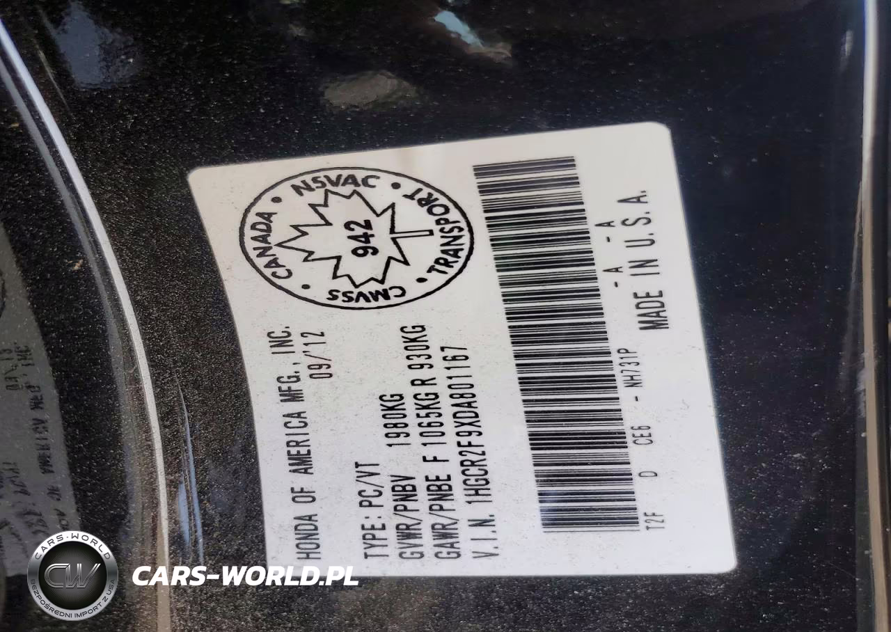 2013 Honda Accord Touring VIN:1HGCR2F9XDA801167 - 12