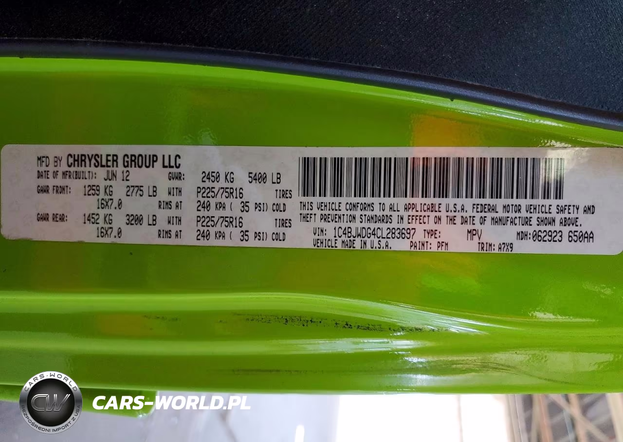 2012 Jeep Wrangler Unlimited Sport VIN:1C4BJWDG4CL283697 - 12