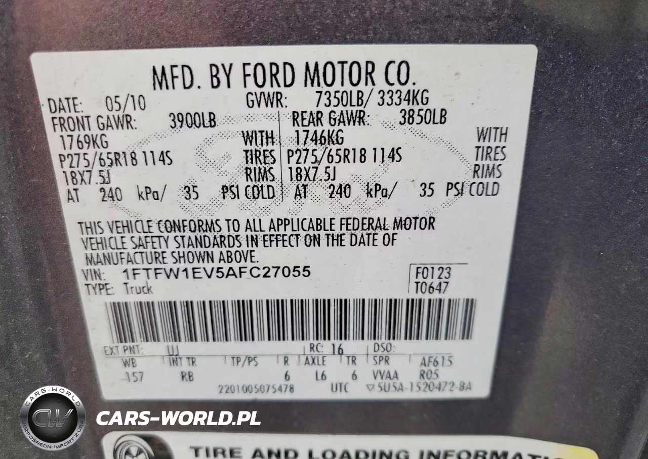 2010 Ford F150 Supercrew VIN:1FTFW1EV5AFC27055 - 13
