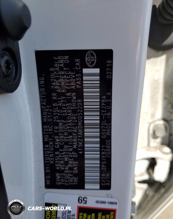 2021 Toyota Camry Trd VIN:4T1KZ1AK0MU052209 - 12