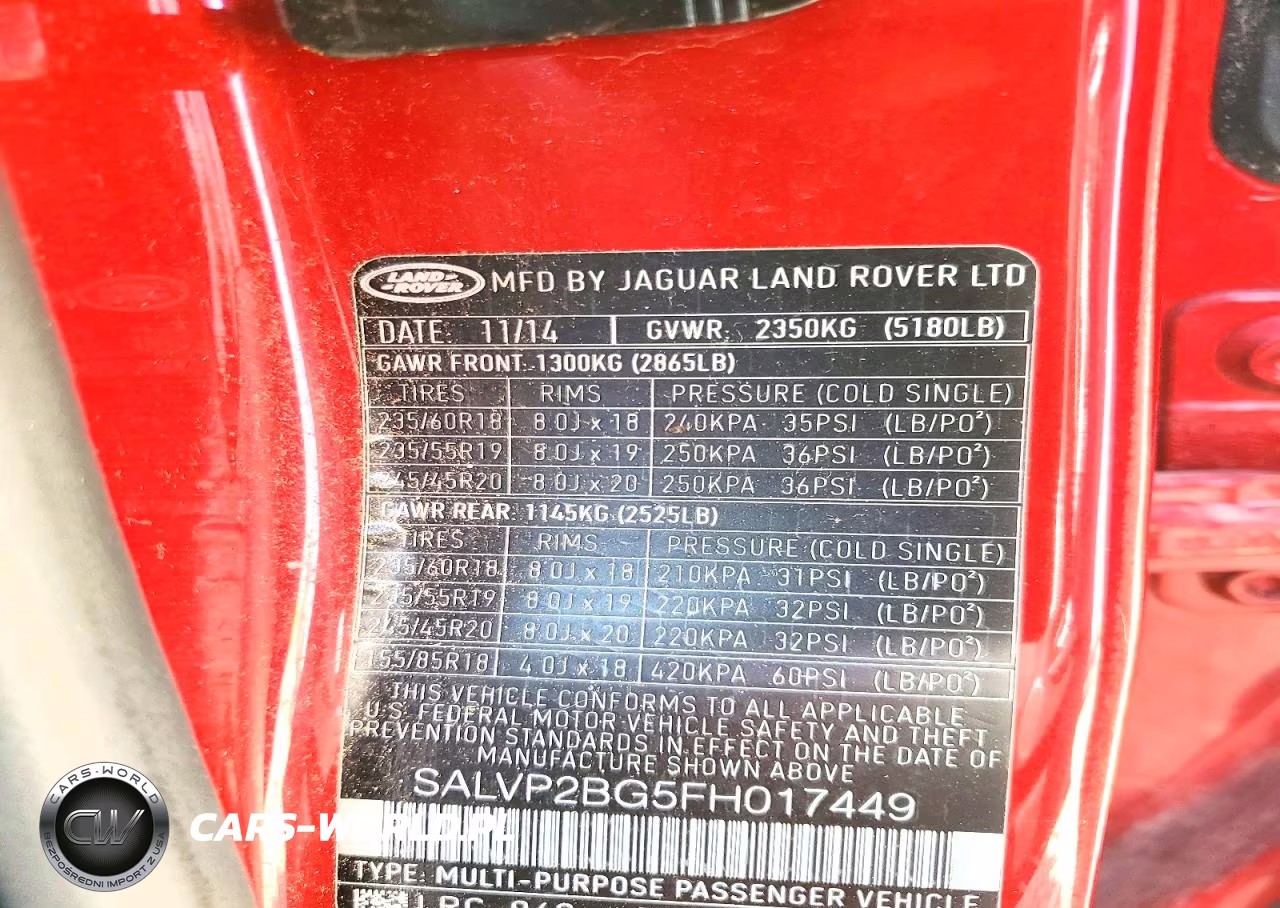 2015 Land Rover Range Rover Evoque Pure Plus VIN:SALVP2BG5FH017449 - 13