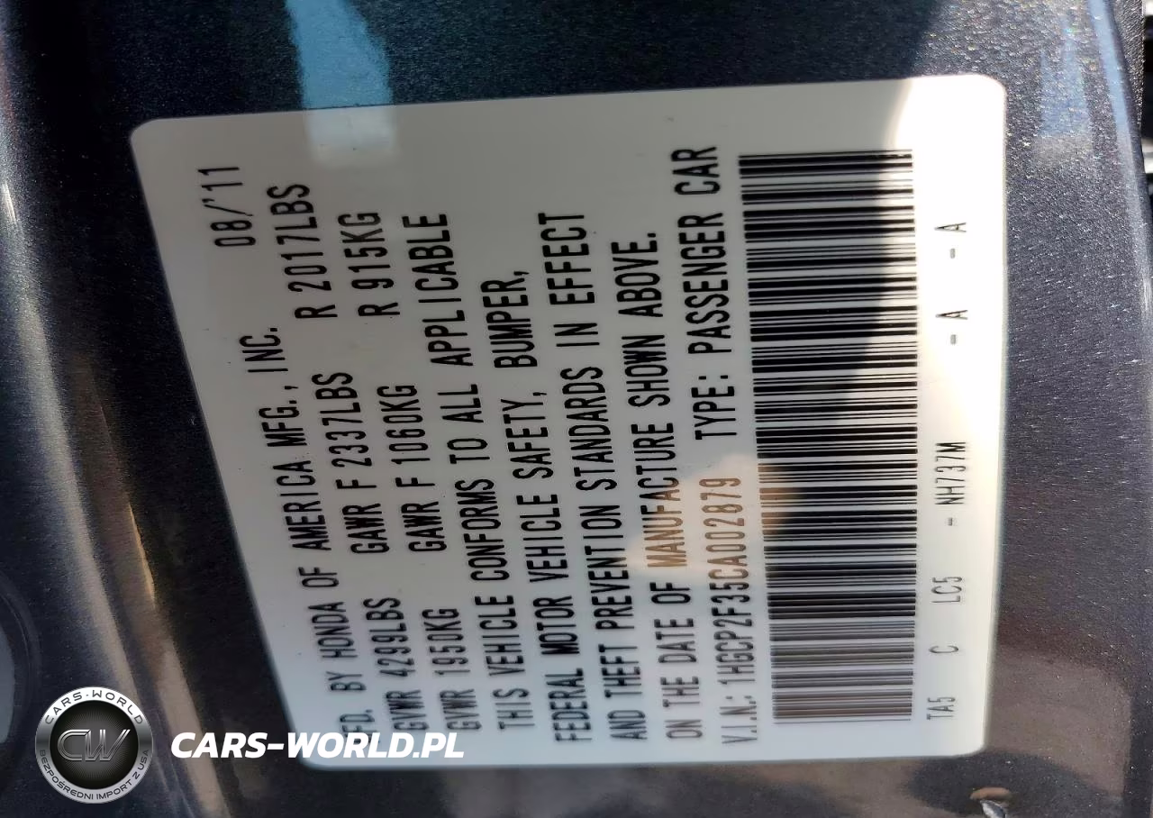 2012 Honda Accord Lx VIN:1HGCP2F35CA002879 - 13