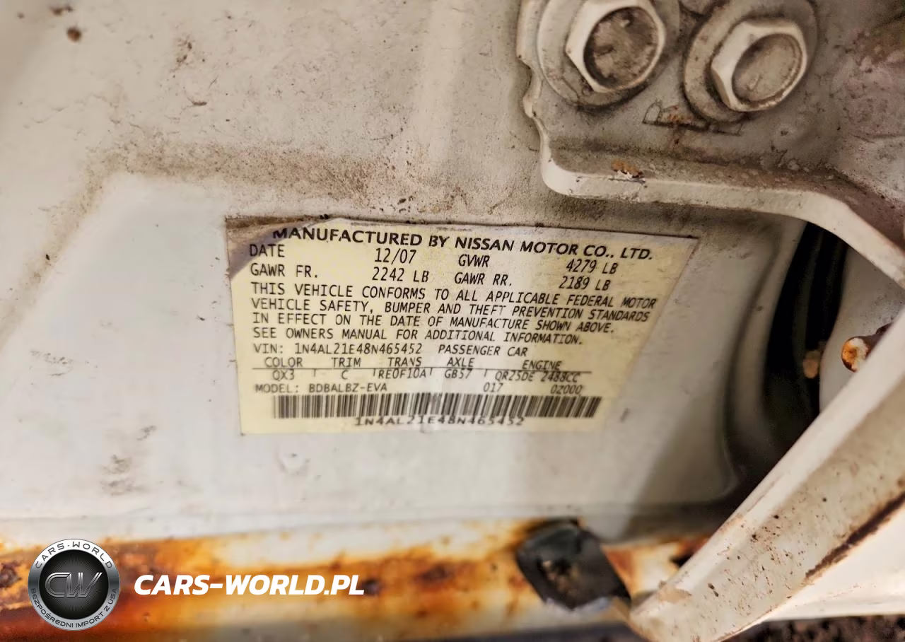 2008 Nissan Altima 2.5 VIN:1N4AL21E48N465452 - 12