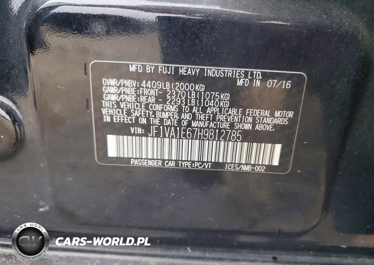 2017 Subaru Wrx Premium VIN:JF1VA1E67H9812785 - 12