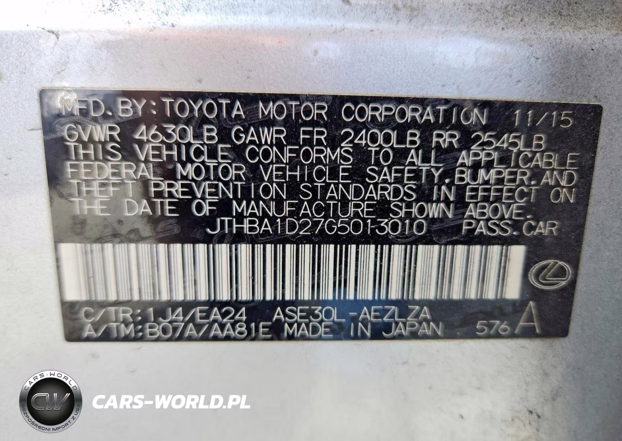 2016 Lexus Is 200T VIN:JTHBA1D27G5013010 - 12