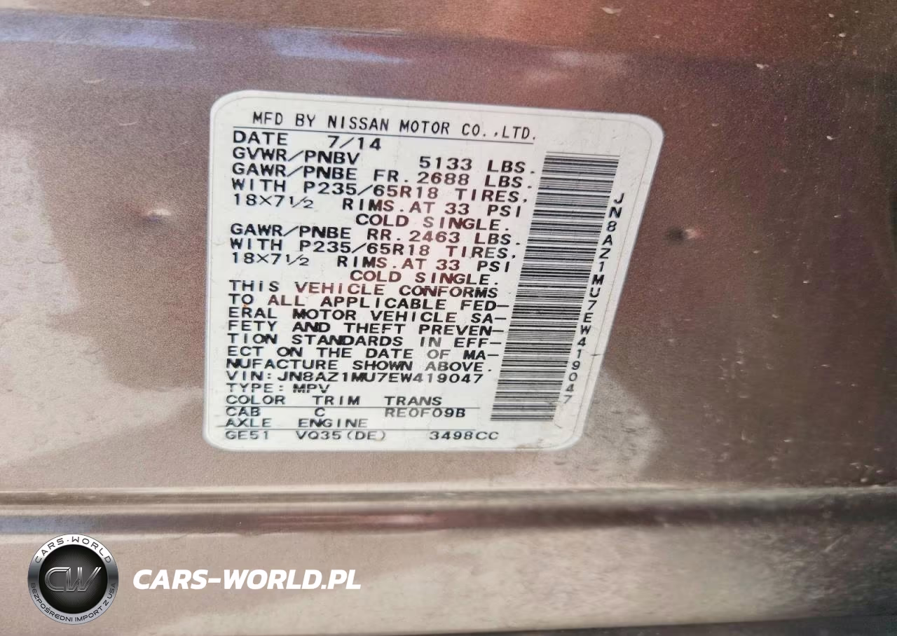 2014 Nissan Murano Sl VIN:JN8AZ1MU7EW419047 - 13