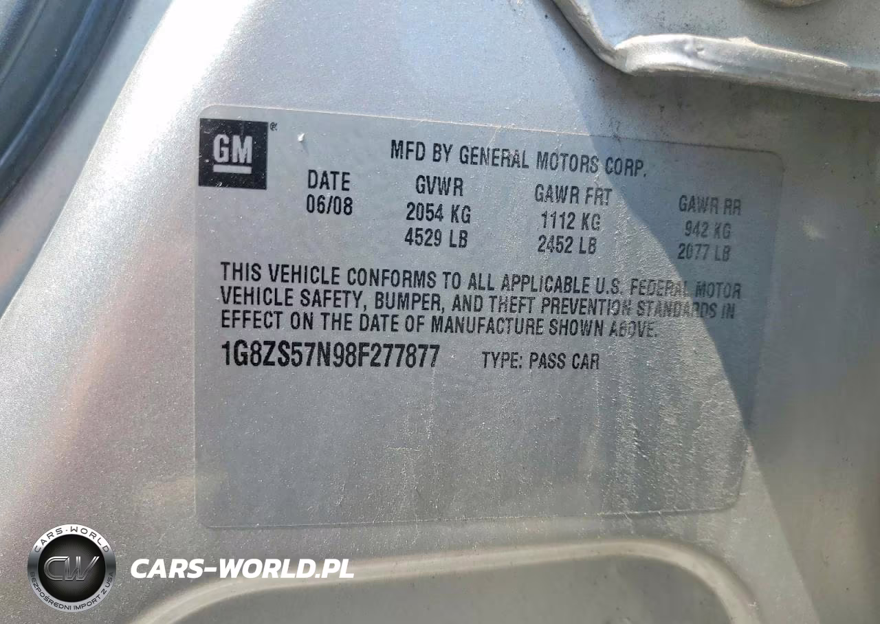 2008 Saturn Aura Xe VIN:1G8ZS57N98F277877 - 12