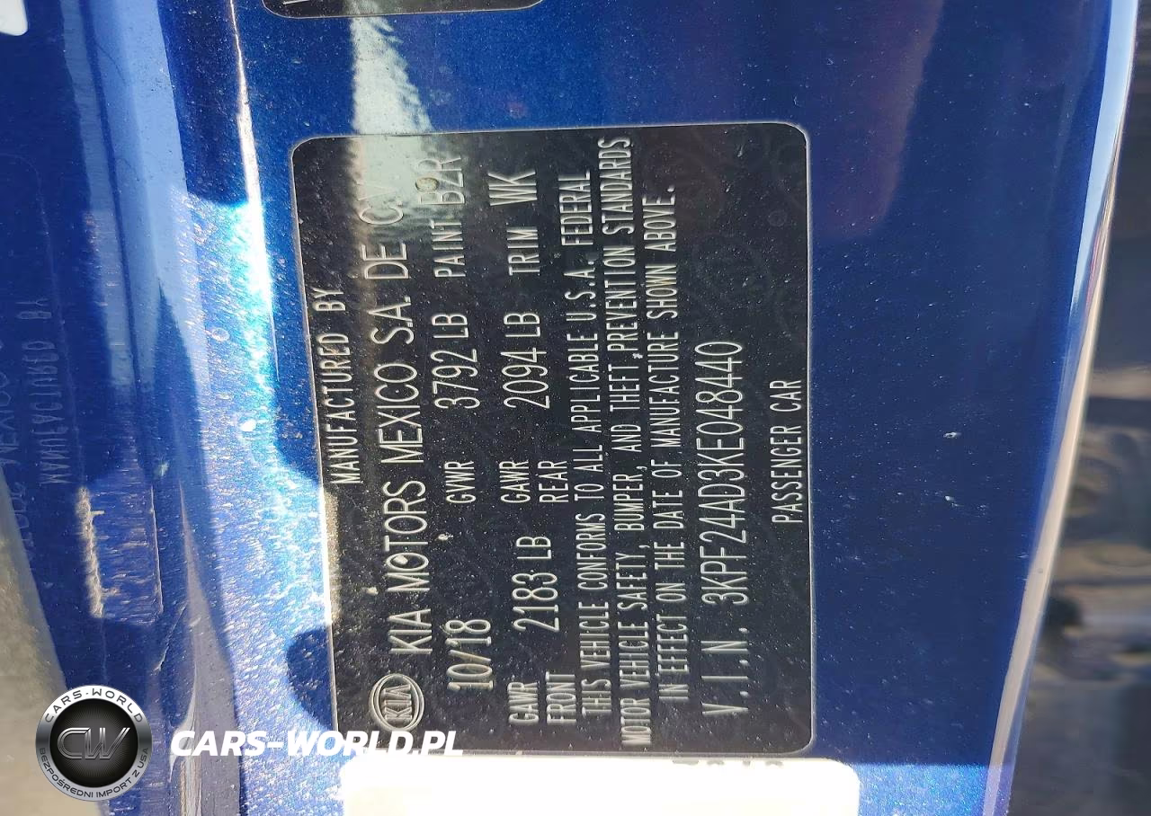 2019 Kia Forte Lxs VIN:3KPF24AD3KE048440 - 12