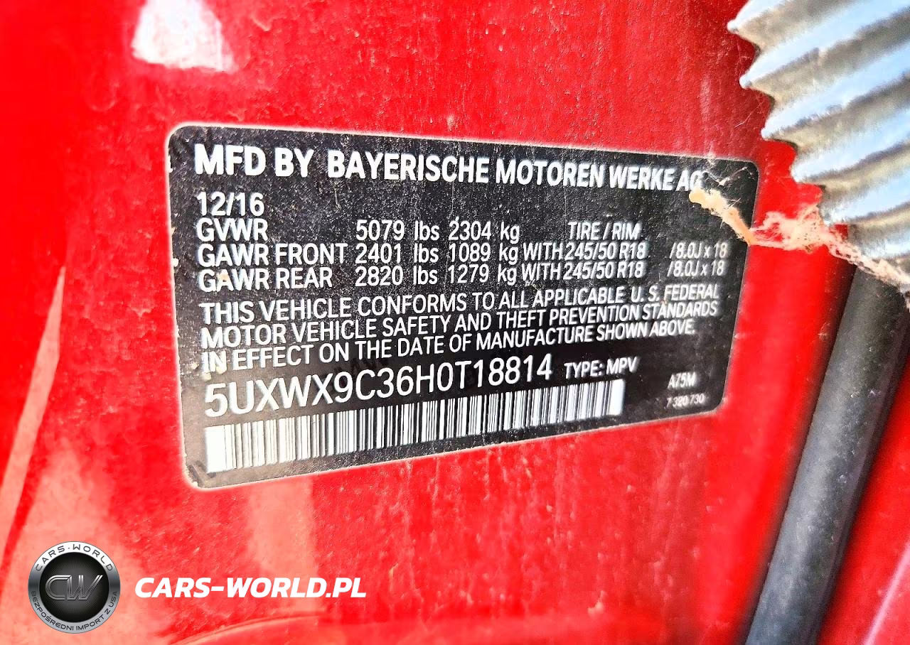 2017 BMW X3 xDrive28I VIN:5UXWX9C36H0T18814 - 12