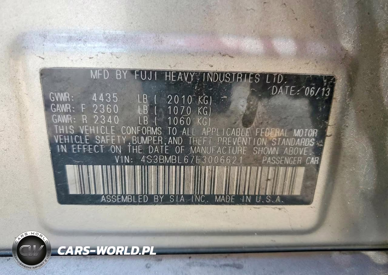 2014 Subaru Legacy 2.5I Limited VIN:4S3BMBL67E3006621 - 12
