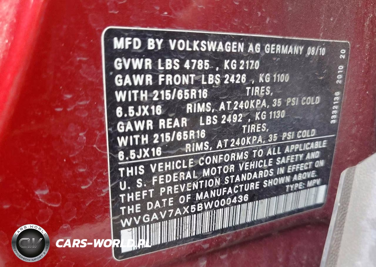 2011 Volkswagen Tiguan S VIN:WVGAV7AX5BW000436 - 14