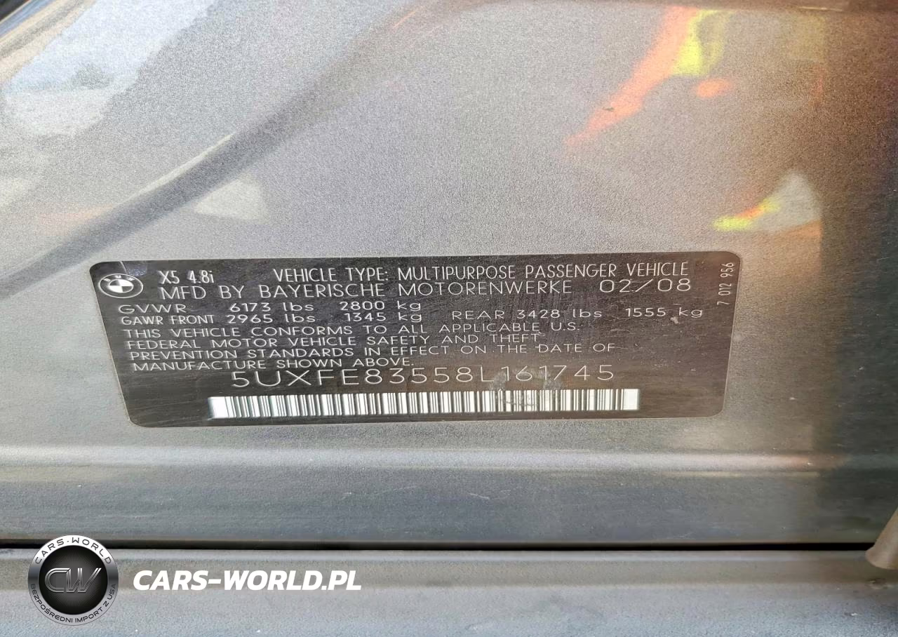 2008 BMW X5 4.8I VIN:5UXFE83558L161745 - 13