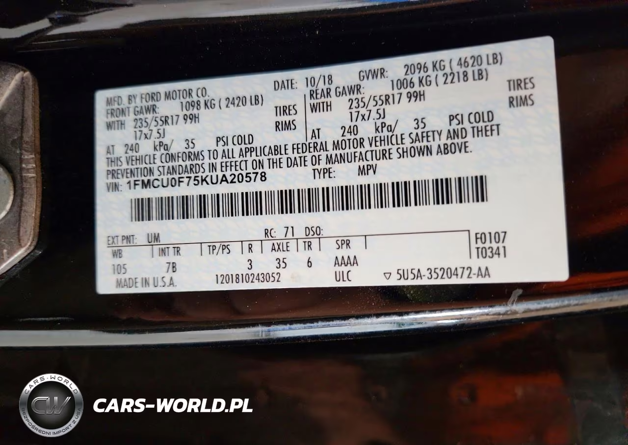2019 Ford Escape S VIN:1FMCU0F75KUA20578 - 14
