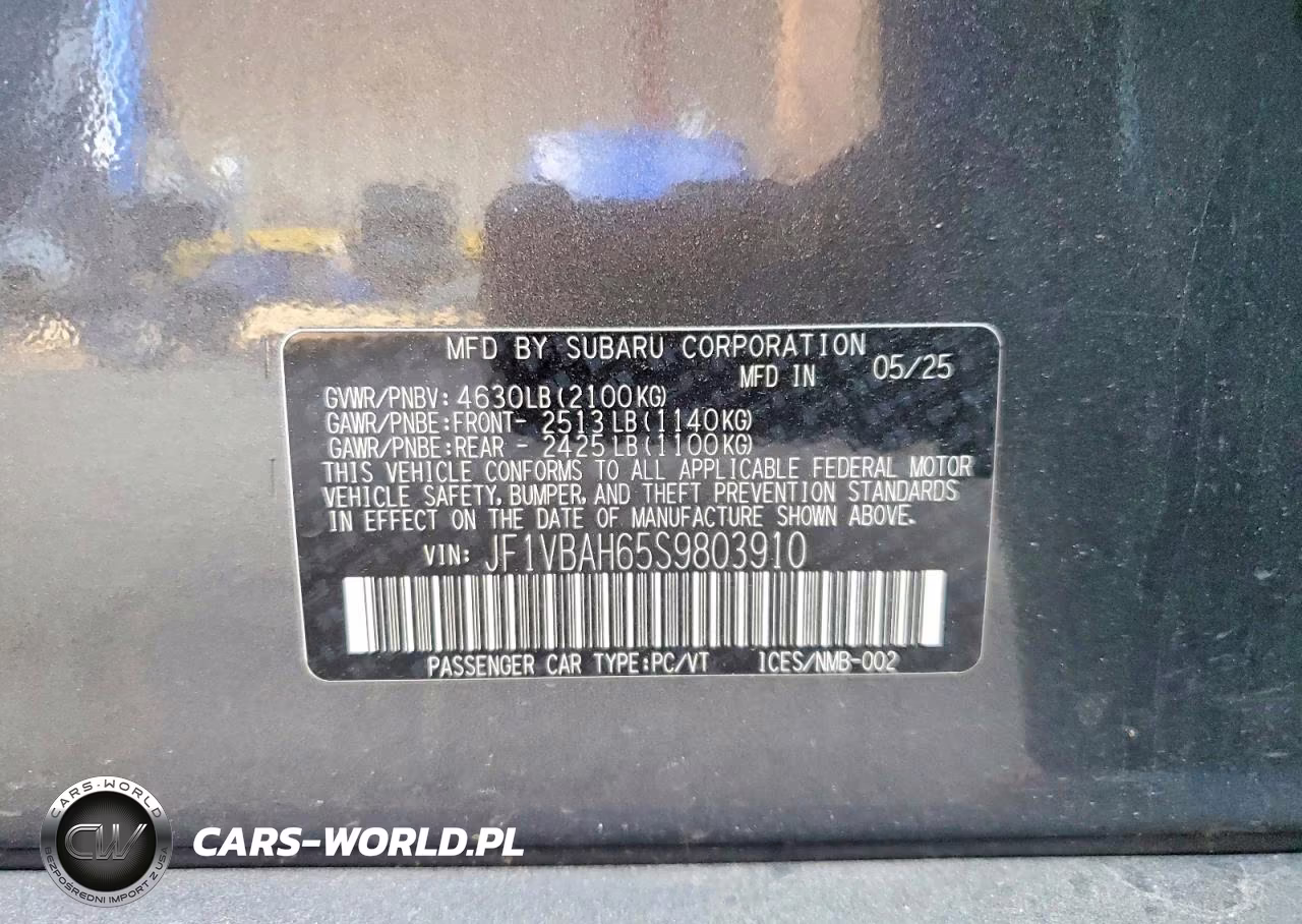 2025 Subaru Wrx Premium VIN:JF1VBAH65S9803910 - 12