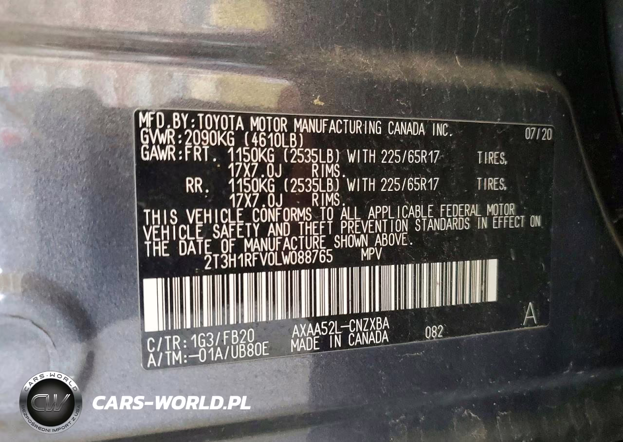 2020 Toyota Rav4 Le VIN:2T3H1RFV0LW088765 - 14