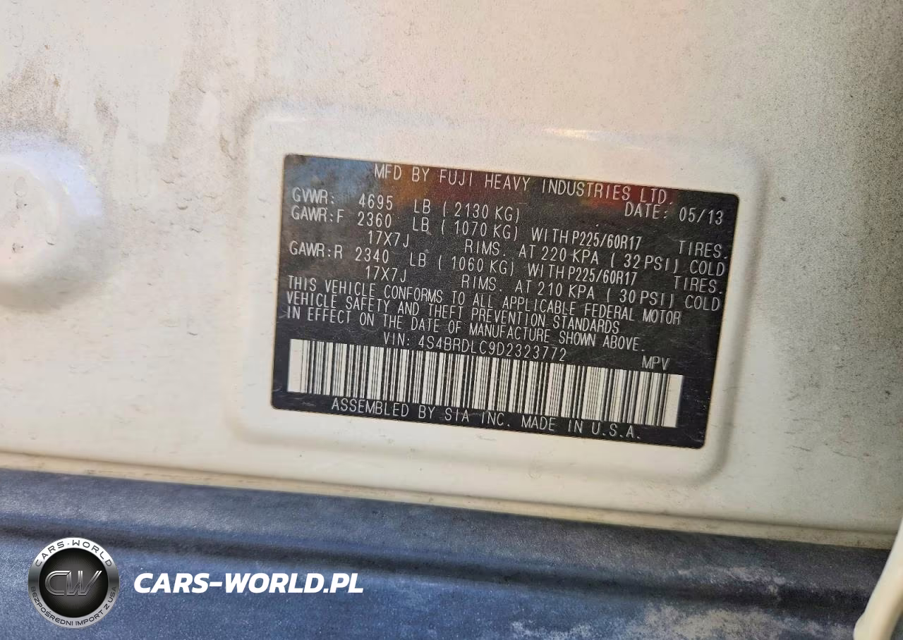 2013 Subaru Outback 3.6R Limited VIN:4S4BRDLC9D2323772 - 14