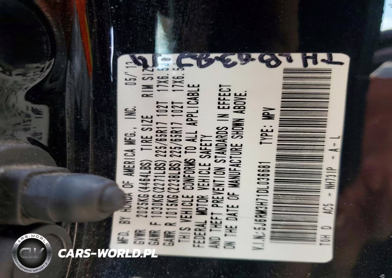 2013 Honda Cr-V Exl VIN:5J6RM3H71DL036681 - 13