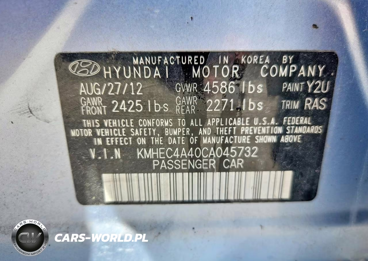 2012 Hyundai Sonata Hybrid VIN:KMHEC4A40CA045732 - 12