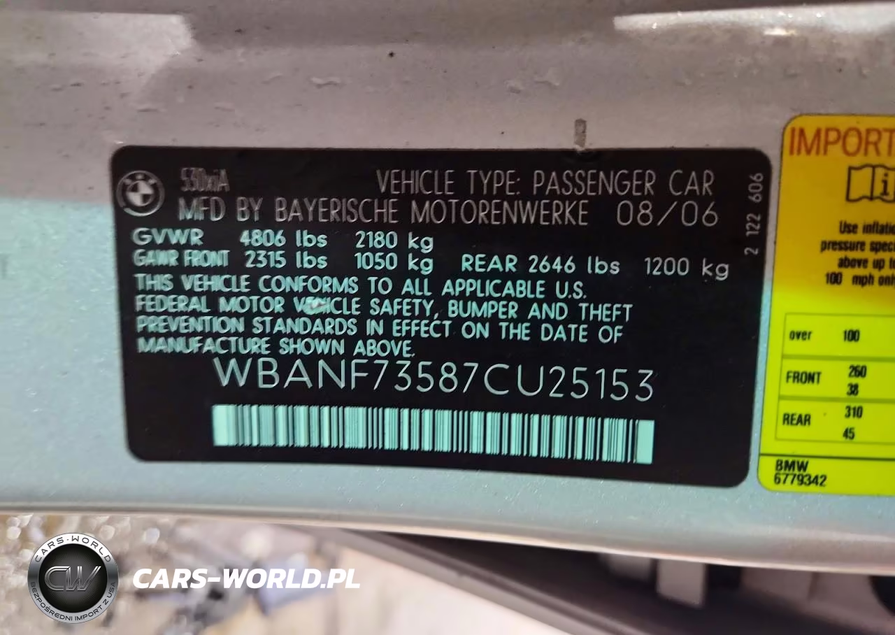 2007 BMW 530 Xi VIN:WBANF73587CU25153 - 12