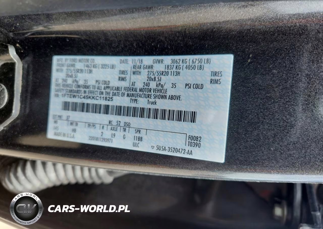 2019 Ford F150 Supercrew VIN:1FTEW1C45KKC11825 - 12