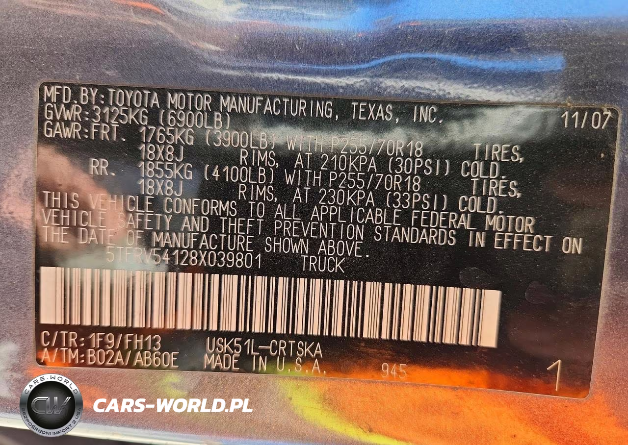 2008 Toyota Tundra VIN:5TFRV54128X039801 - 12