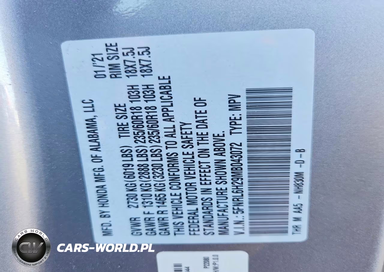 2021 Honda Odyssey Lx VIN:5FNRL6H29MB043072 - 14
