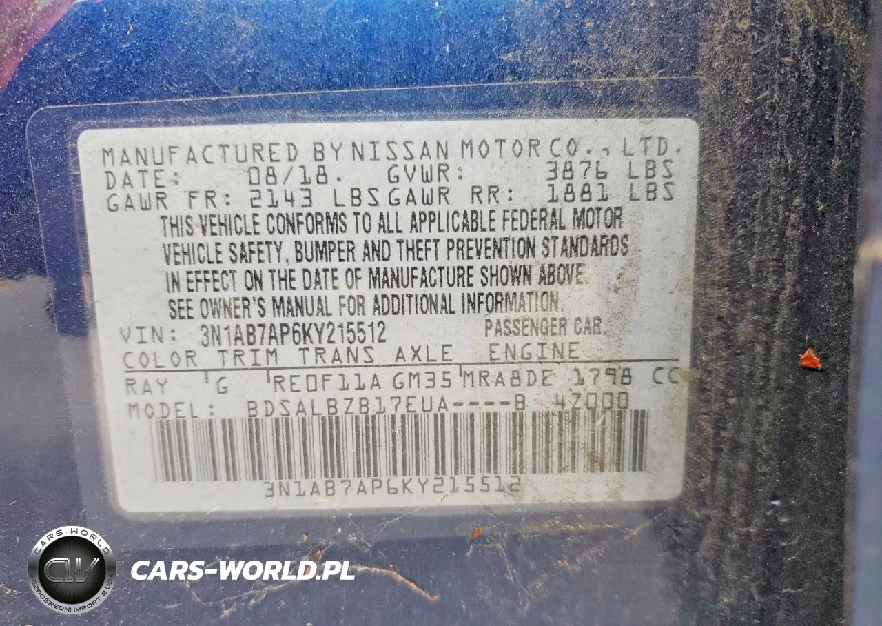 2019 Nissan Sentra S VIN:3N1AB7AP6KY215512 - 12