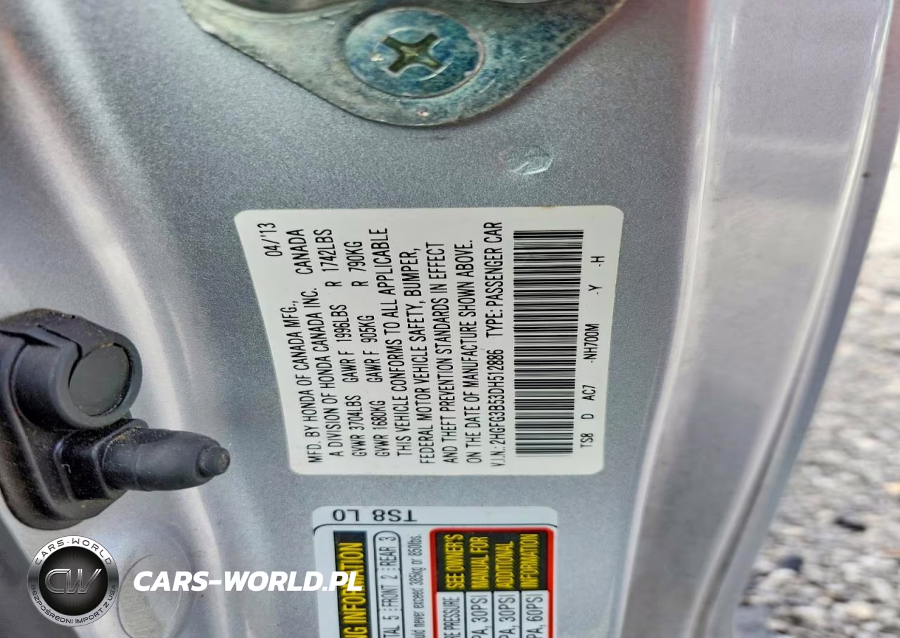 2013 Honda Civic Lx VIN:2HGFG3B53DH512886 - 12