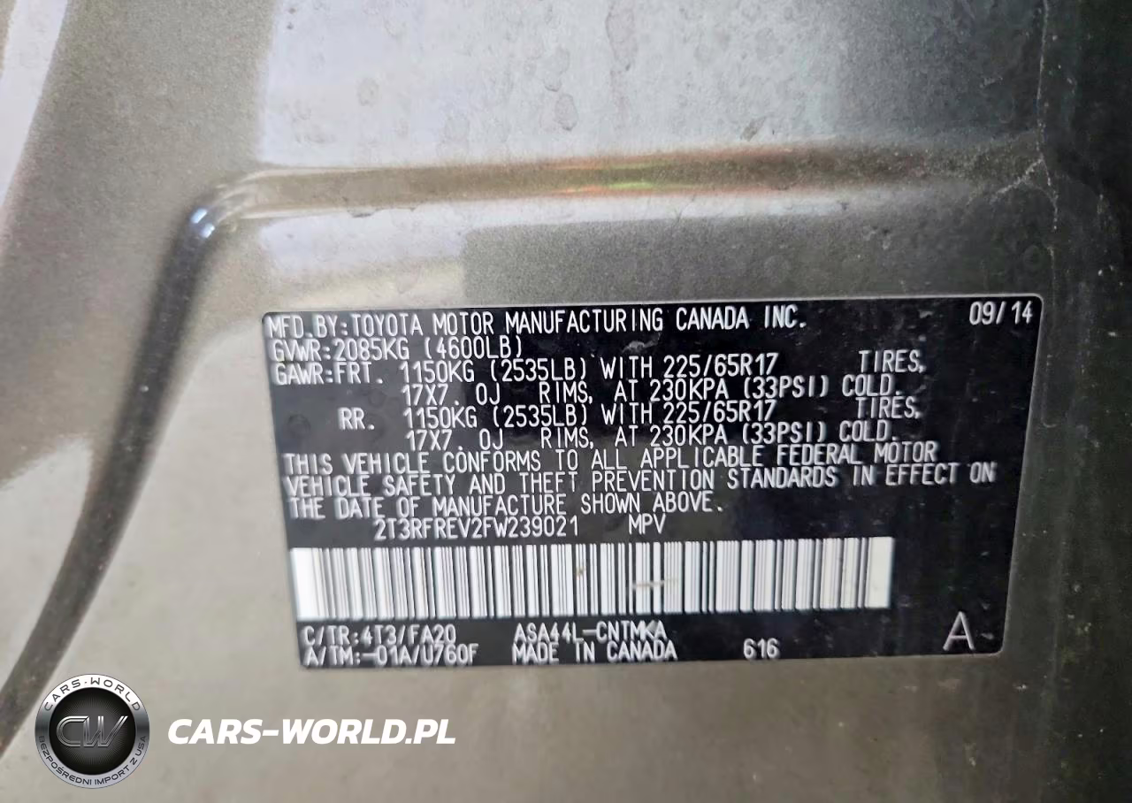 2015 Toyota Rav4 Xle VIN:2T3RFREV2FW239021 - 13