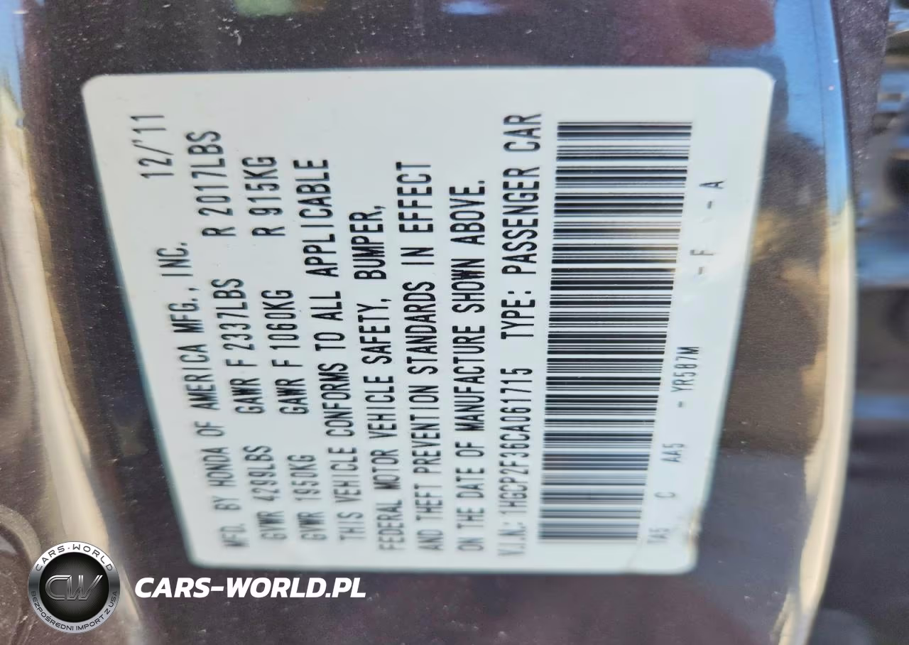 2012 Honda Accord Lx VIN:1HGCP2F36CA061715 - 12