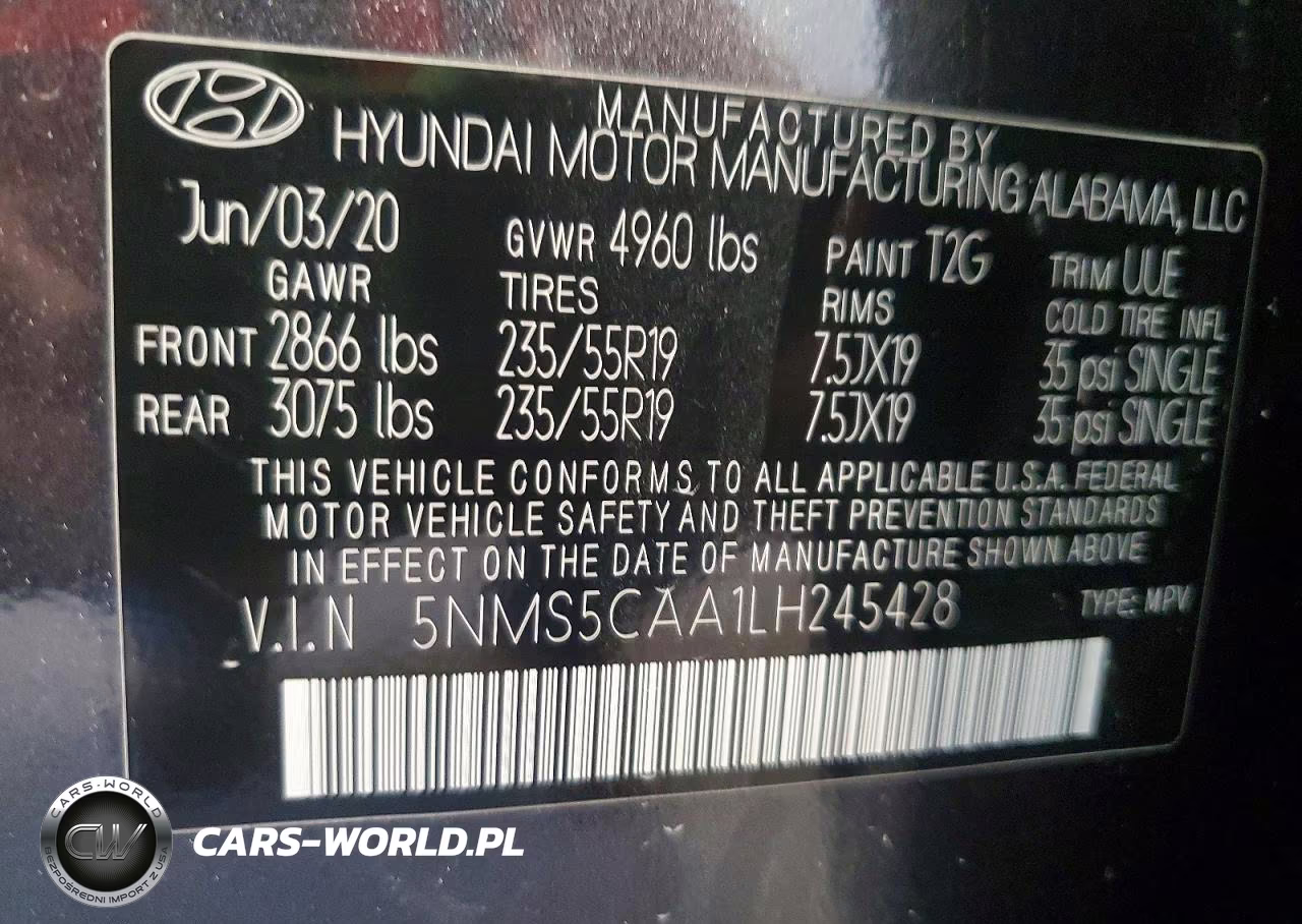 2020 Hyundai Santa Fe Limited 2.0T VIN:5NMS5CAA1LH245428 - 14