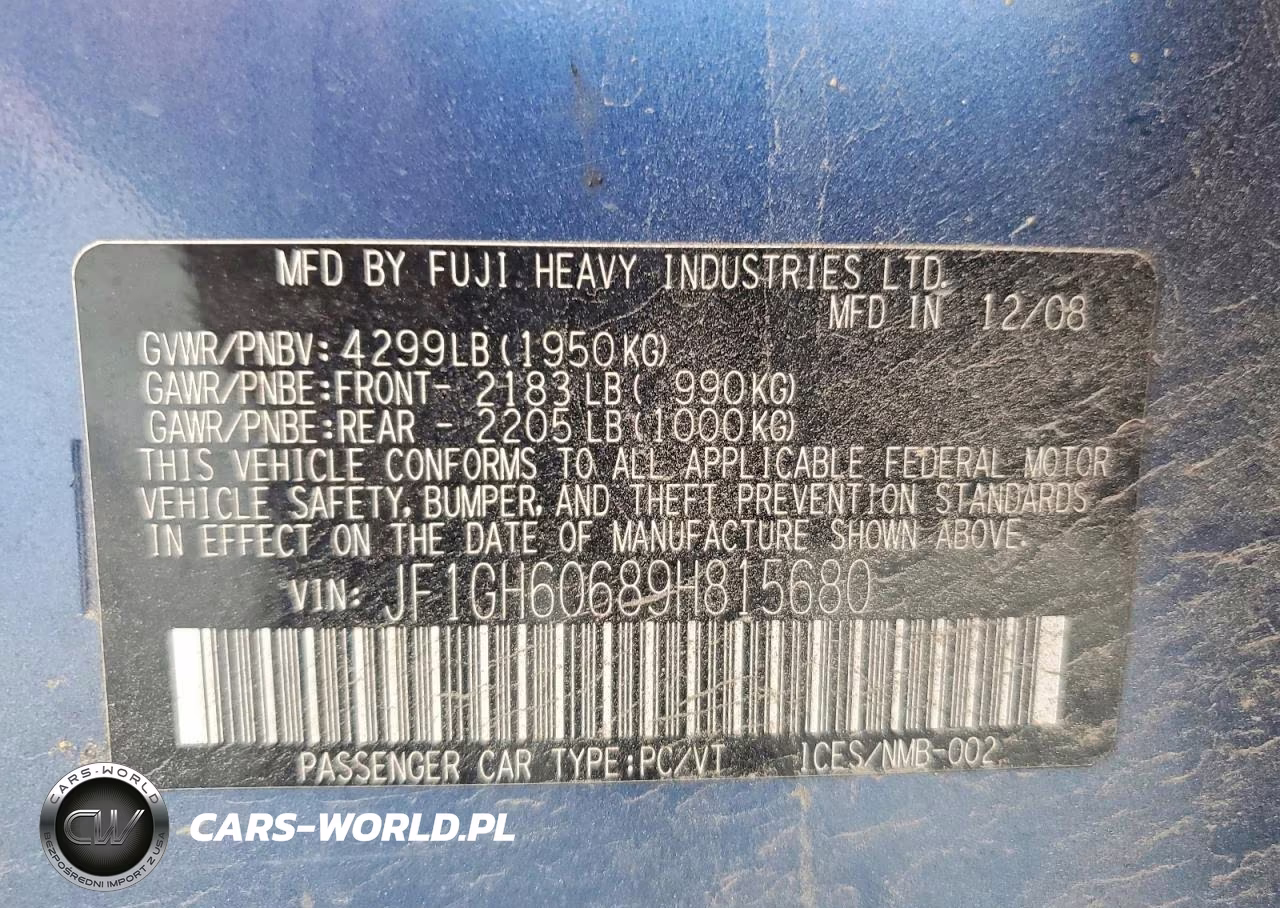 2009 Subaru Impreza 2.5I Premium VIN:JF1GH60689H815680 - 13