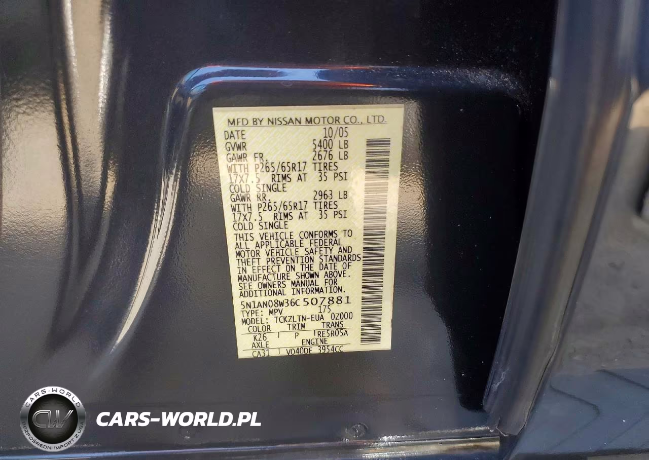 2006 Nissan Xterra VIN:5N1AN08W36C507881 - 13
