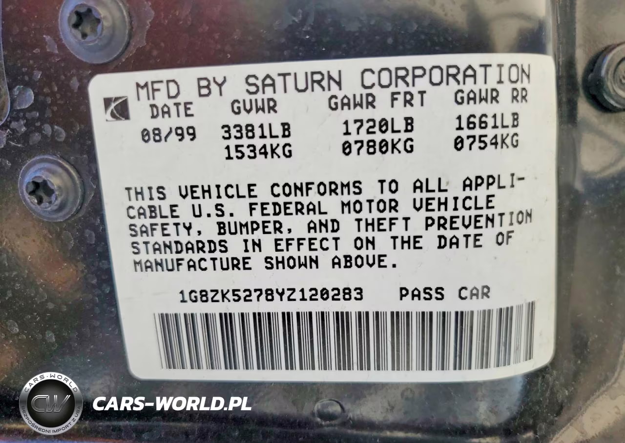 2000 Saturn Sl2 VIN:1G8ZK5278YZ120283 - 12