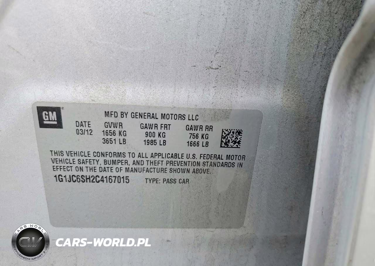 2012 Chevrolet Sonic Lt VIN:1G1JC6SH2C4167015 - 12