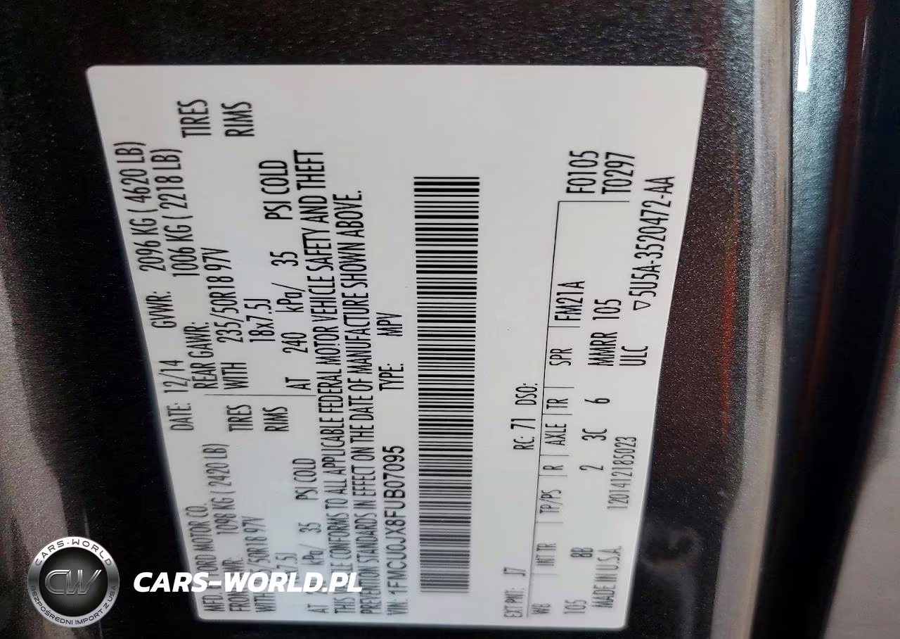 2015 Ford Escape Titanium VIN:1FMCU0JX8FUB07095 - 14