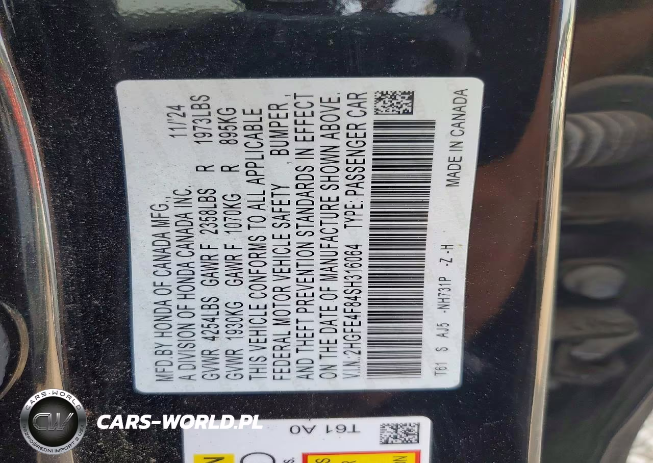 2025 Honda Civic Sport VIN:2HGFE4F84SH316064 - 12