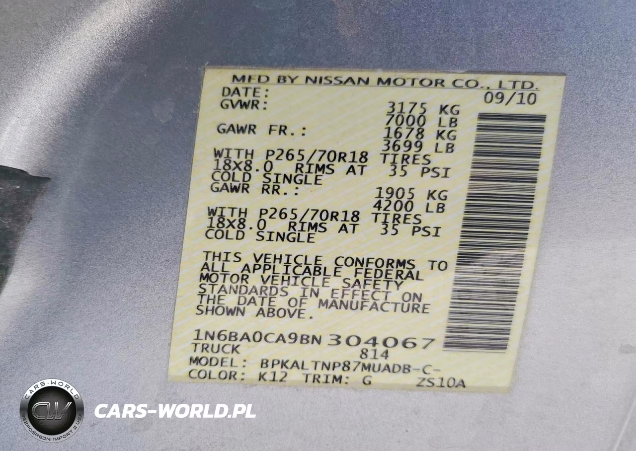 2011 Nissan Titan Sv VIN:1N6BA0CA9BN304067 - 12