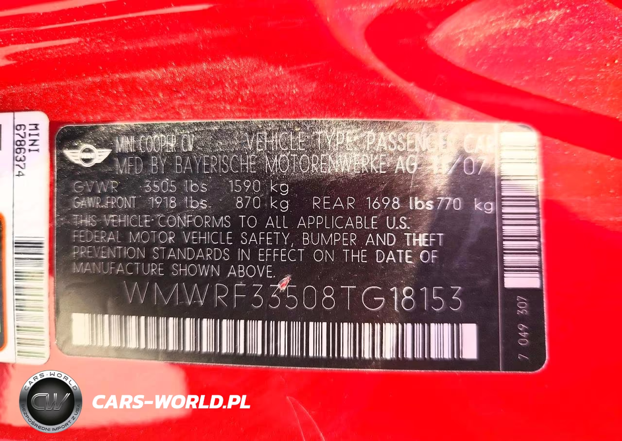 2008 Mini Cooper Base VIN:WMWRF33508TG18153 - 12