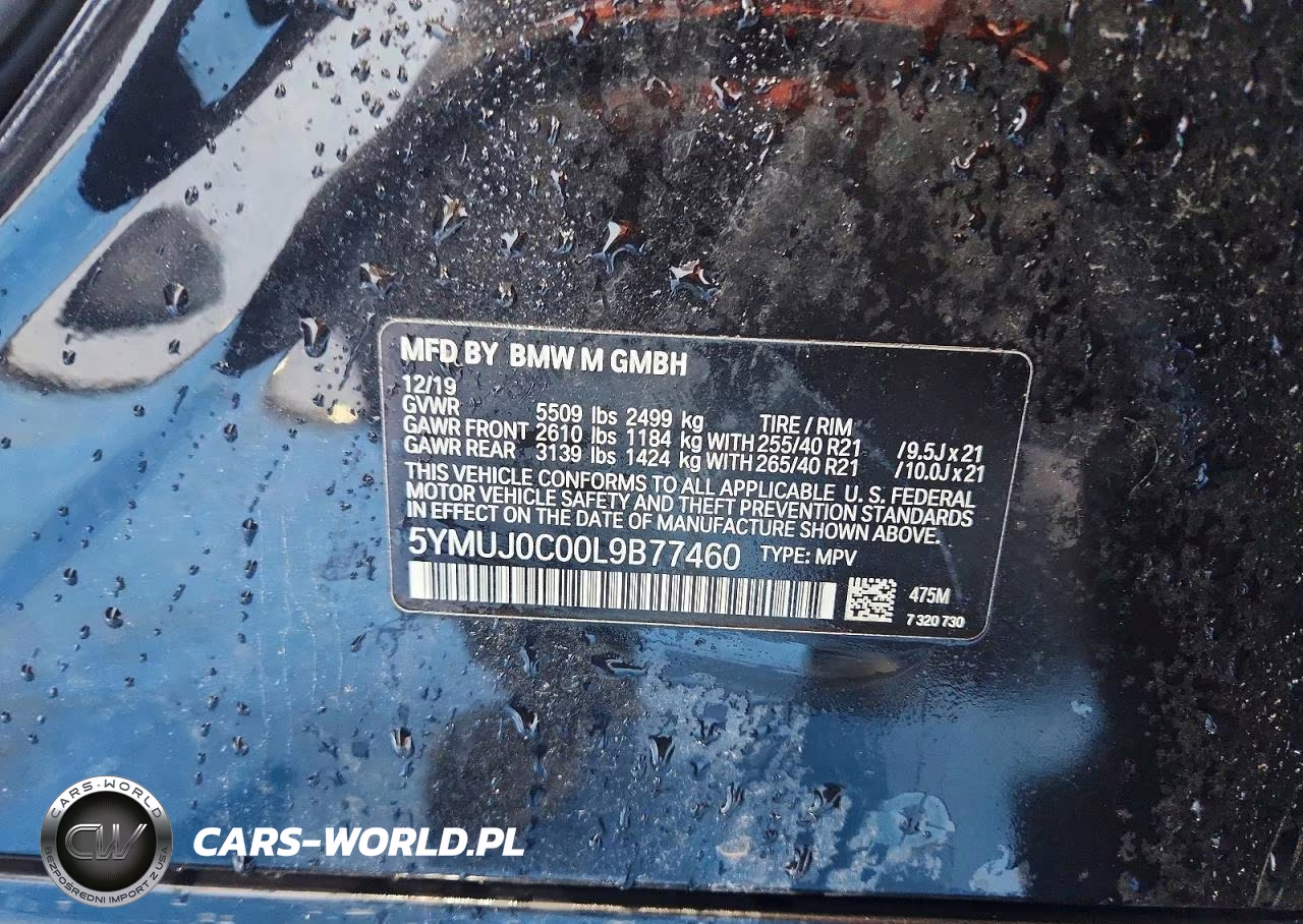 2020 BMW X4 M Competition VIN:5YMUJ0C00L9B77460 - 13