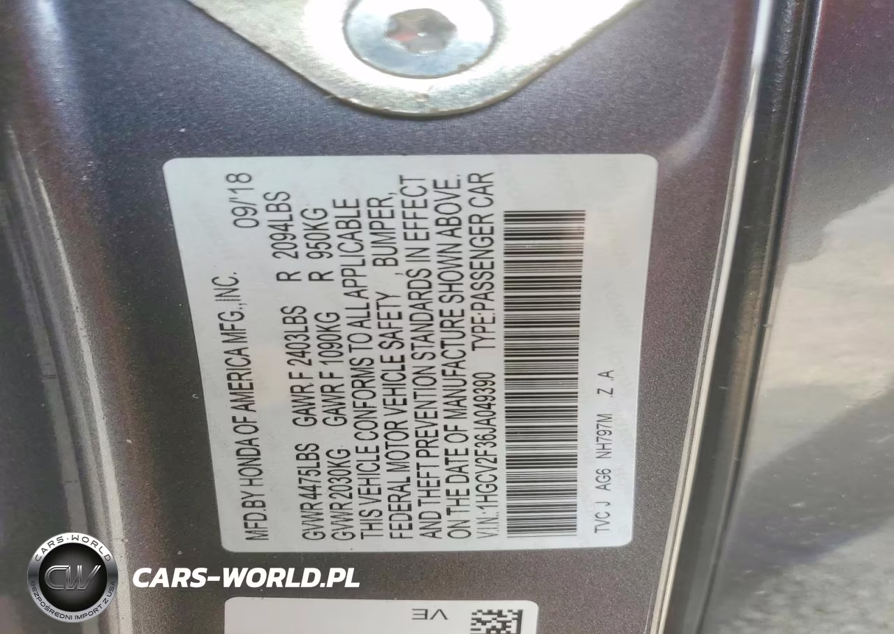 2018 Honda Accord Sport VIN:1HGCV2F36JA049390 - 12