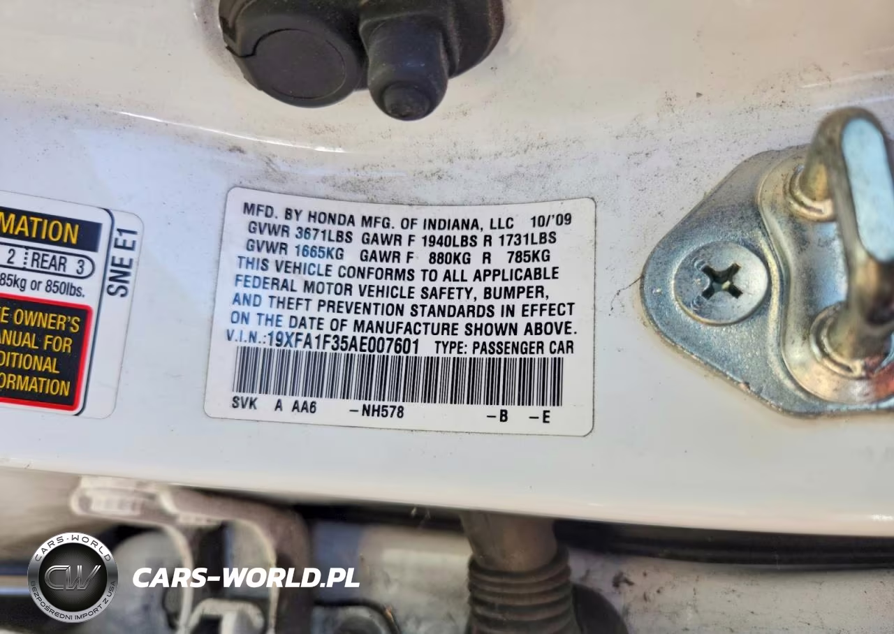 2010 Honda Civic Vp VIN:19XFA1F35AE007601 - 12